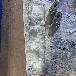 Tie-Dye Cargo Pants and Fur-Lined Boots